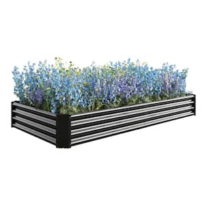 91.34 in. x 44.69 in. x 11.81 in. Black Metal Raised Garden Bed Kit, Raised Bed for Flower Planters, Vegetables Herb