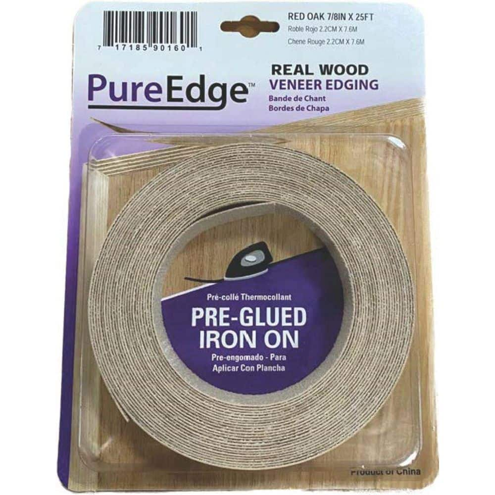 PureEdge 7/8 in. x 25 ft. Red Oak Real Wood Veneer Edgebanding