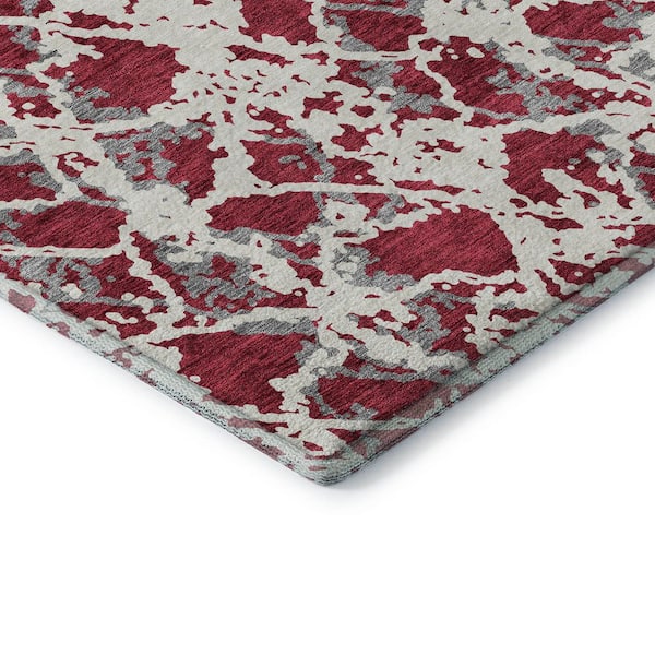 Mayfield Premium Machine Washable Abstract AMF969 Burgundy 2 ft. 6 in. x 3 ft. 10 in. Area Rug