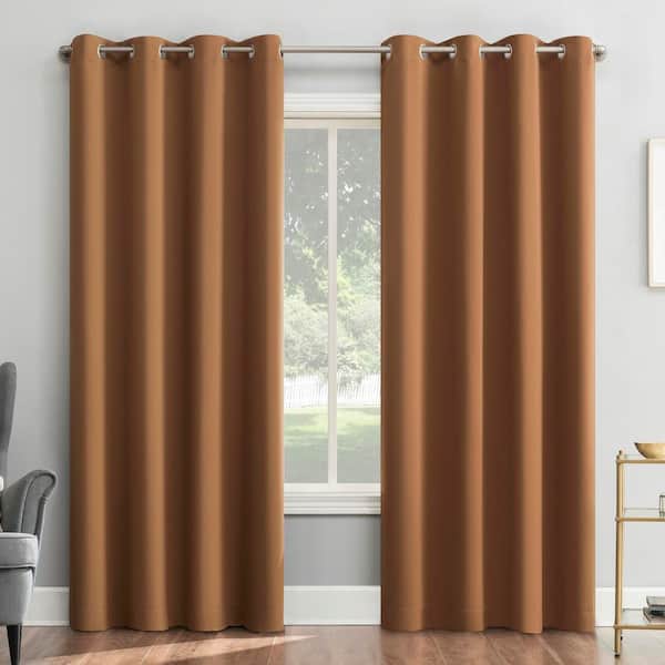 Saxon Energy Saving Sunbaked Brown Polyester 54 in. W x 95 in. L Grommet Blackout Curtain (Single Panel)