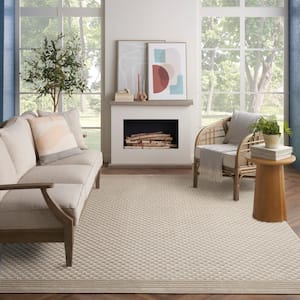 Casual Beige 8 ft. x 10 ft. Checker Contemporary Area Rug