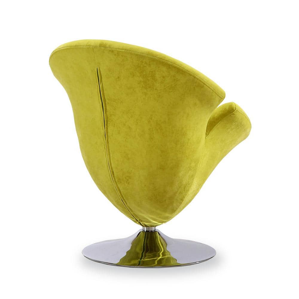 Blossom Unfolding Green Velvet Barrel Swivel Accent Chair