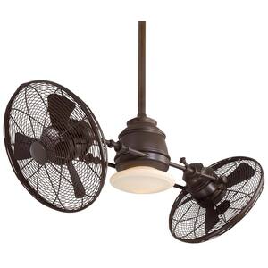 Vintage Gyro 42 in. LED Indoor Oil Rubbed Bronze Twin Turbo Ceiling Fan with Light and Wall Control