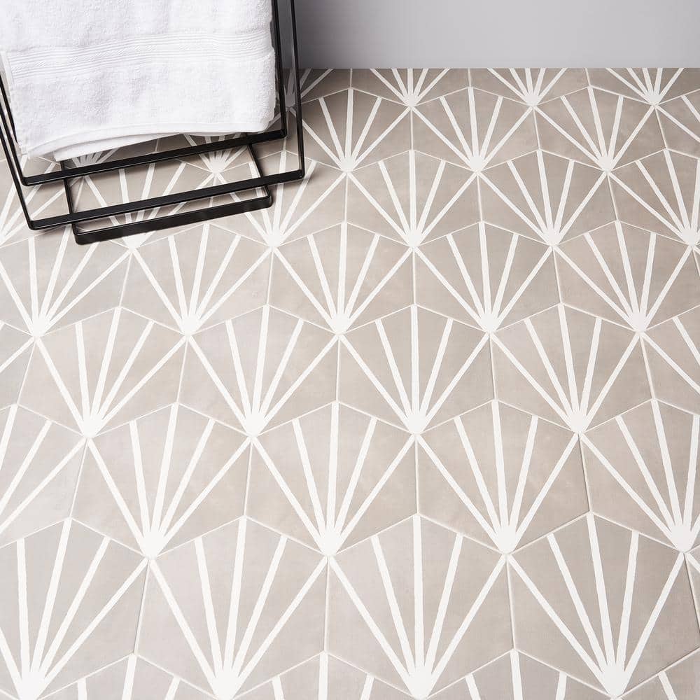 GeoHex Sand 8" Hexagon Matte Porcelain Floor and Wall Tile