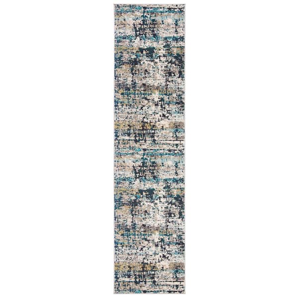 Madison Cream/Blue 2 ft. x 6 ft. Geometric Runner Rug