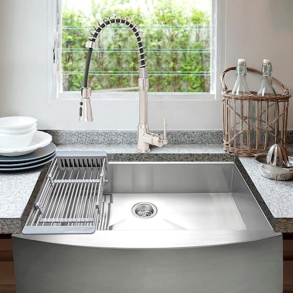 Handmade Farmhouse Stainless Steel 30 in. x 20 in. Single Bowl Kitchen Sink  with Drying Rack