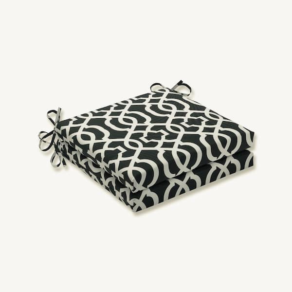 20 in. x 20 in. Outdoor Dining Chair Cushion in Black/White (Set of 2)