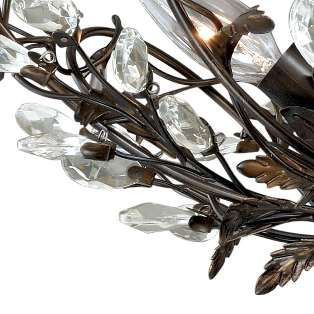 Elysian Bronze & Crystal Vine 19" Semi-Flush Ceiling Light