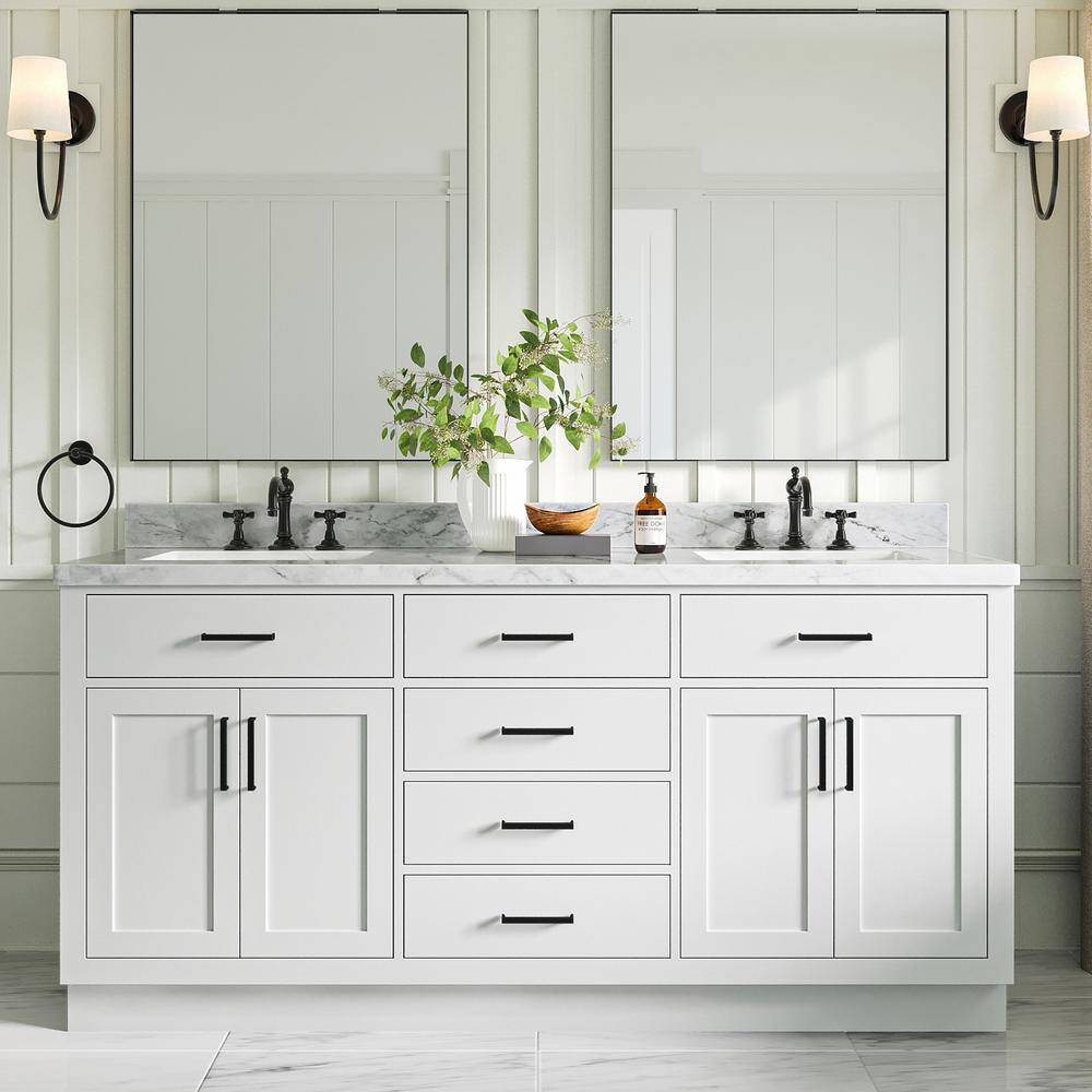 Hepburn 72" White Freestanding Double Basin Vanity Set