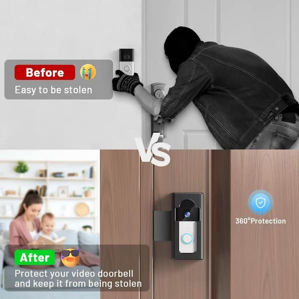Adrinfly Adjustable No-Drill Video Doorbell Mount, Anti-Theft
