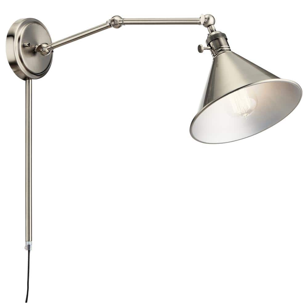 Classic Pewter Articulating Arm Wall Sconce with Schoolhouse Charm