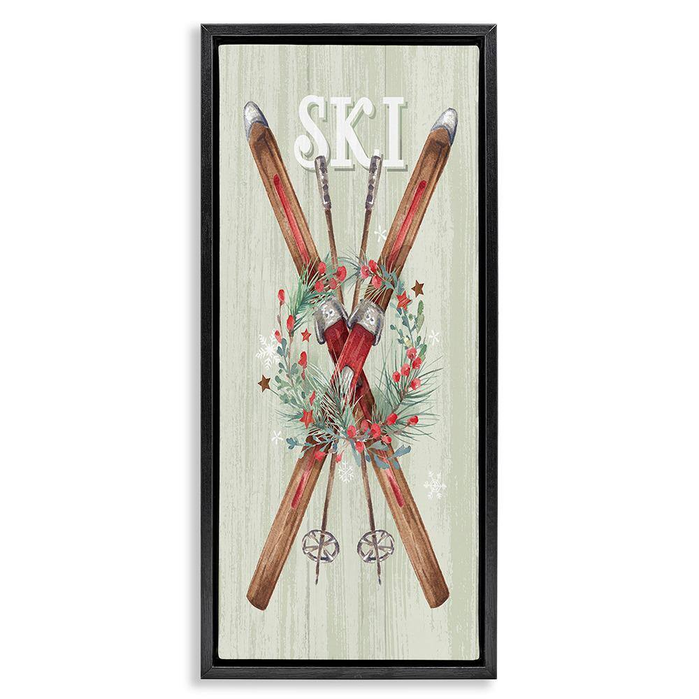 Rustic Winter Skis by Courtney Morgenstern 1-Piece Floater Frame Graphic Print Nature Poster Art Print 31 in. x 15 in. price history on PriceWatchPro