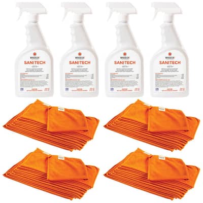 32 oz. Sanitech Cleaner with Cleaning Microfiber Cloths (4-Pack)
