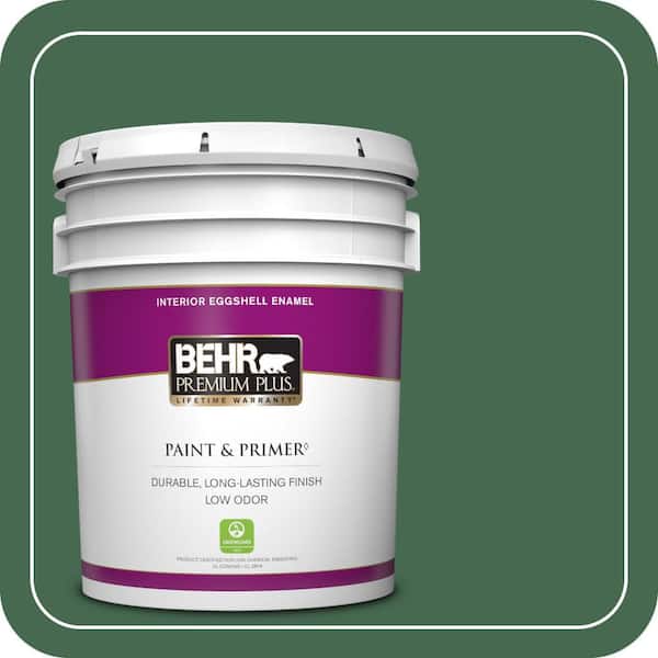 BEHR PREMIUM PLUS 5 gal. #M410-7 Perennial Green Eggshell Enamel Low Odor Interior Paint & Primer