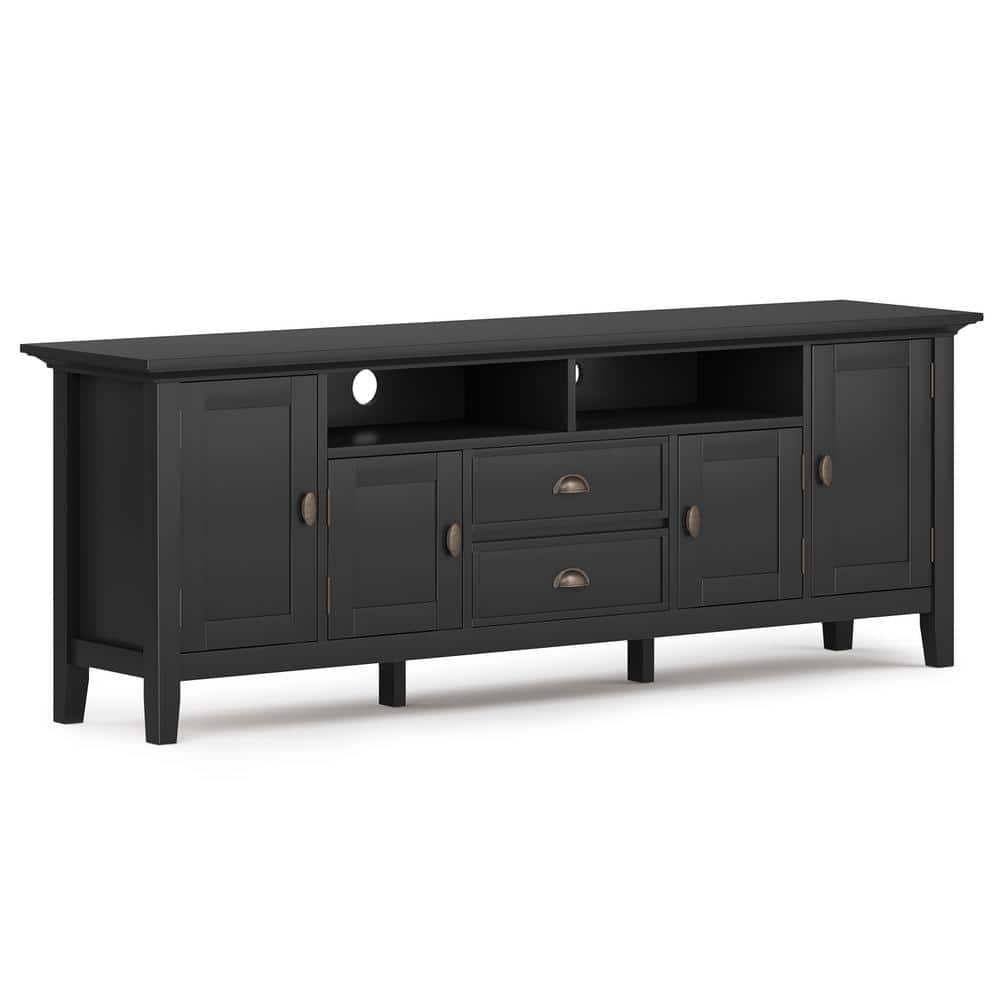 Redmond Black Solid Wood 72" TV Media Stand with Cabinets