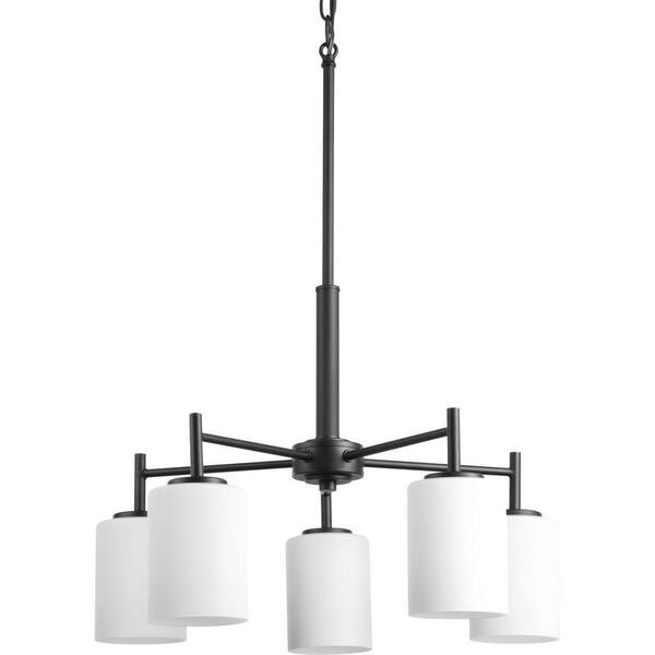 Progress Lighting Replay 3-Light Black Transitional Etched Glass Dome Medium Hanging Pendant Light