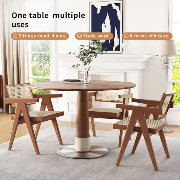 THE RIGHT PATH Wood 47.24 in. Pedestal Dining Table Seats 6