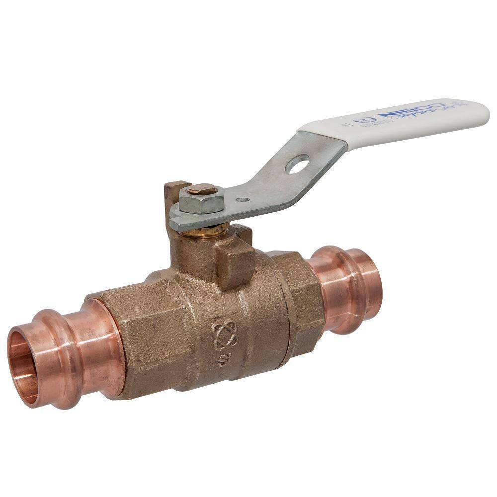 1-1/4" Lead-Free Brass Press Ball Valve, Full Port, 250psi WOG – Copper Shut-Off