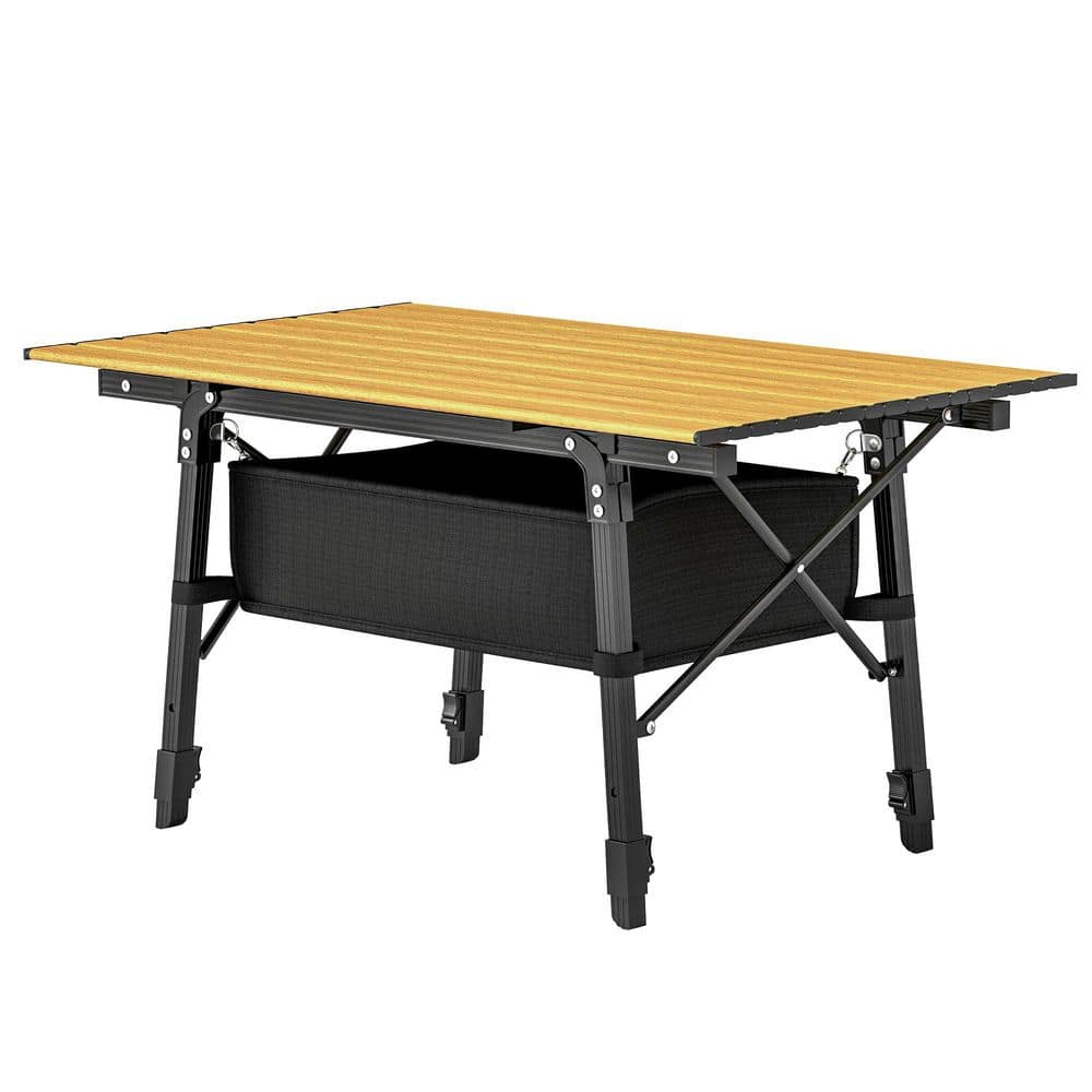 35.4 in. Width, Silver Rectangle rectangle Aluminum Folding Outdoor Camping and Picnic Tables for Outdoor Picnic BBQ,