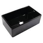 Bradstreet II 30 in. Farmhouse Single Bowl Gloss Black Fireclay Kitchen Sink