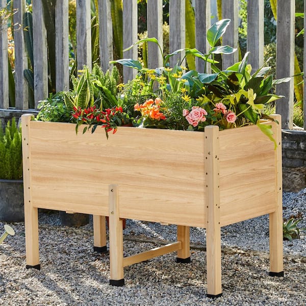 amerlife 4 x 2 ft. Wood Outdoor Raised Garden Bed with Legs and Drainage  Holes, Ideal for Vegetables, Flowers P000002925HDGLUS01