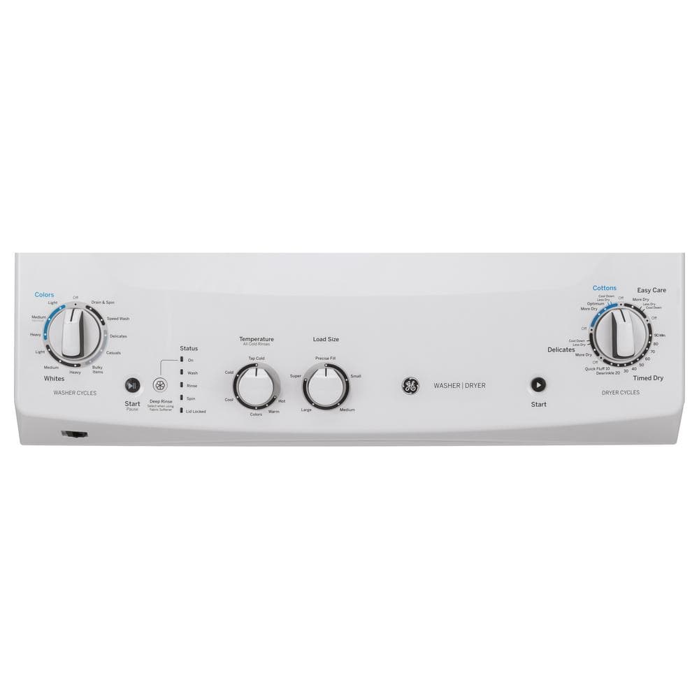 White Freestanding Electric Laundry Center with Stainless Steel Drums
