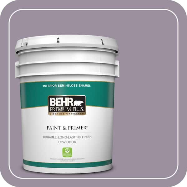 BEHR PREMIUM PLUS 5 gal. #PPU16-13 Duchess Lilac Semi-Gloss Enamel Low Odor Interior Paint & Primer