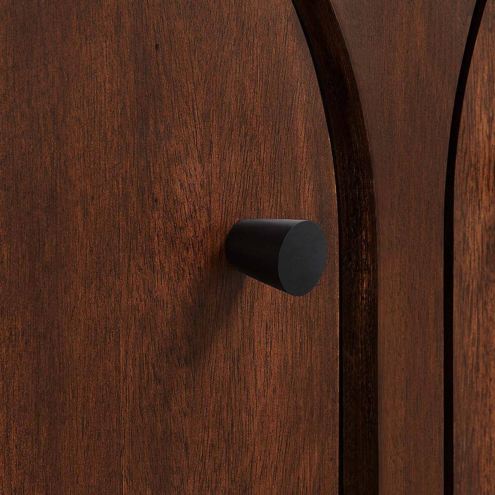 Appia Walnut Wood 36.2" Arched Door Storage Cabinet with Adjustable Shelves