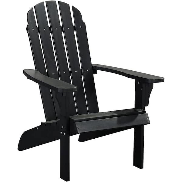 Kadehome Black Plastic Adirondack Chair Without Cushion Set of 1