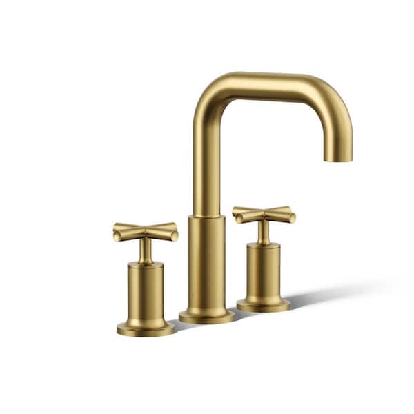 KOHLER Purist Cross 2-Handle Deck-Mount Tub Faucet in Vibrant Brushed Moderne Brass
