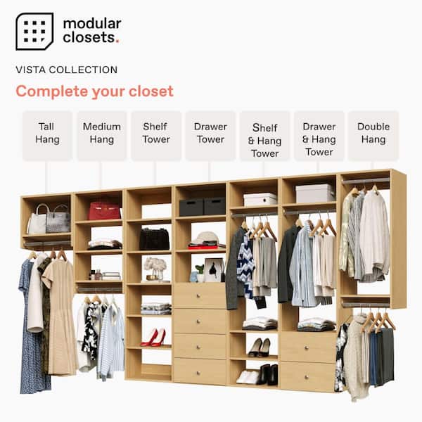 MODULAR CLOSETS Vista Collection 18 in. W Oak Closet Kit Double