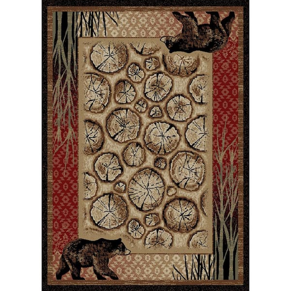 Mayberry Rug American Destination Red Creek Lodge Multi 5 ft. x 8 ft. Woven Animal Print Polypropylene Rectangle Area Rug