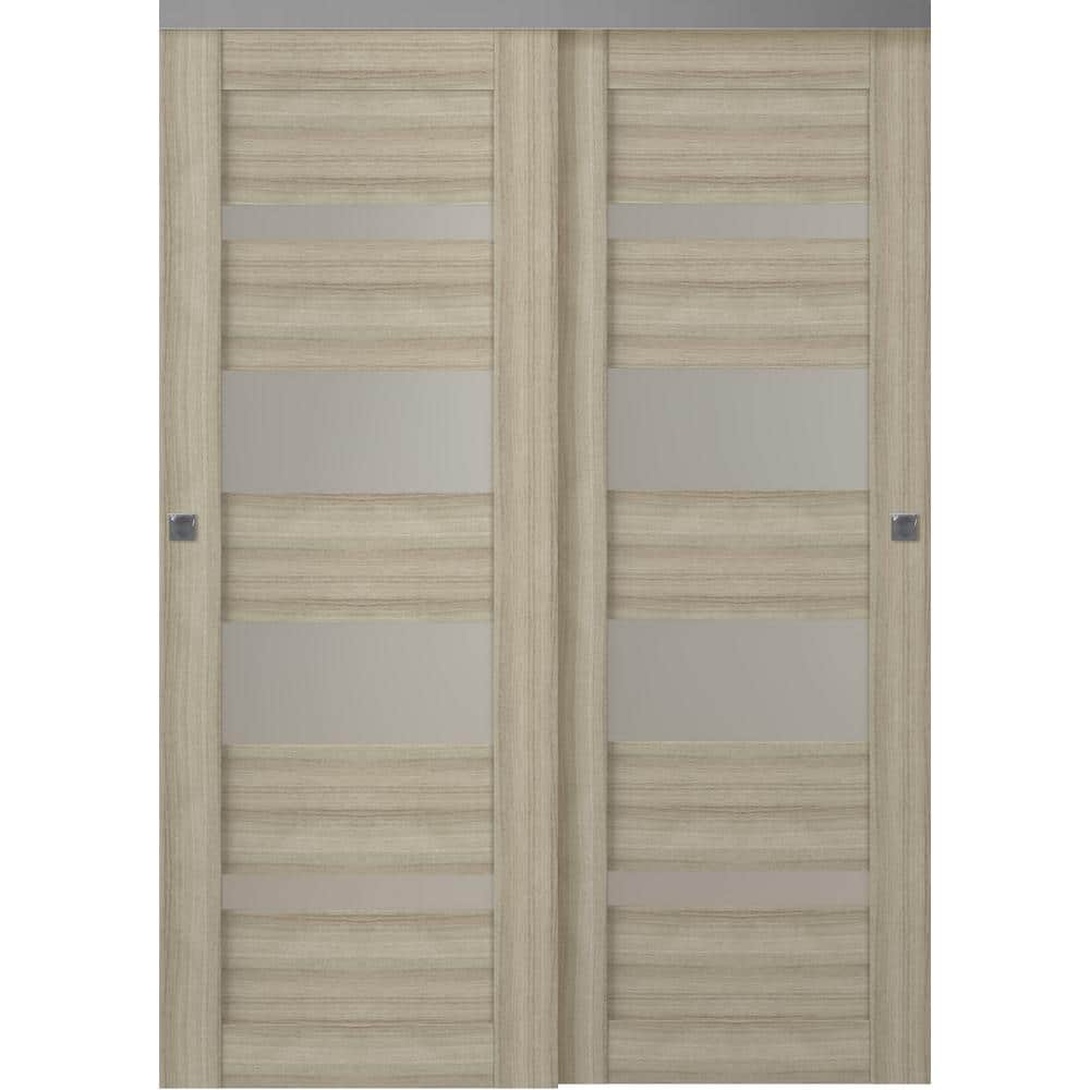 Belldinni Mirella 64 in. x 80 in. Shambor Finished Wood Composite Bypass Sliding Door, Beige/Shambor -  260294