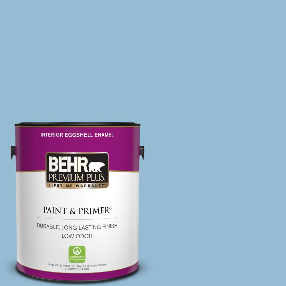 BEHR PREMIUM PLUS 1 gal. M5003 Blue Chalk color Eggshell Enamel Low