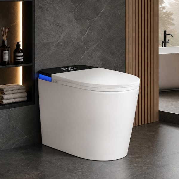 Smart Bidet Toilet,Elongated One Piece Toilet with Heated Seat,Auto Flush/Lid&Seat,Tankless Toilet for Bathroom