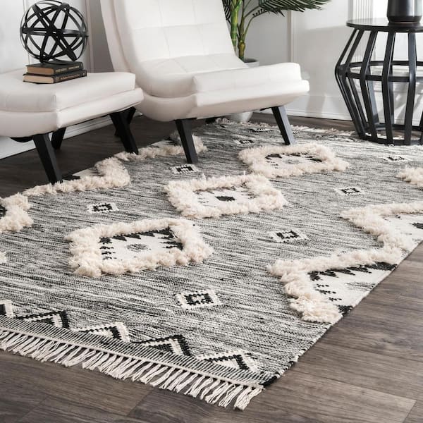 Savannah Moroccan Fringe Black 12 ft. x 15 ft. Area Rug