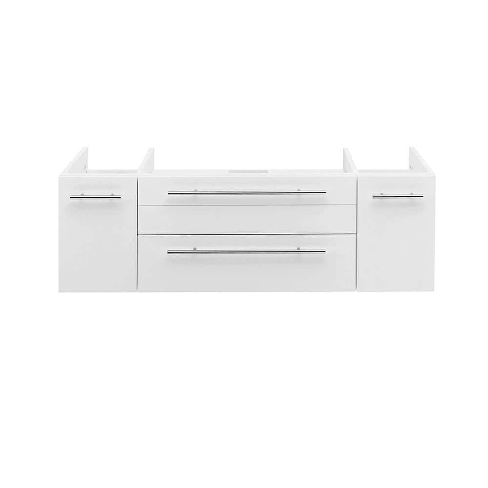 Lucera 48" White Wall Mount Double Vessel Sink Bathroom Vanity