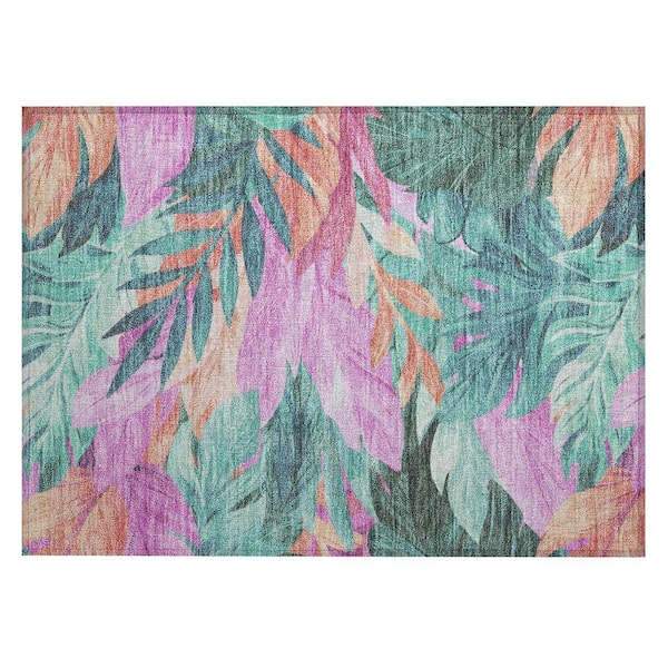 Chantille Machine Washable Indoor/Outdoor Abstract ACN1498 Teal 1 ft. 8 in. x 2 ft. 6 in. Area Rug