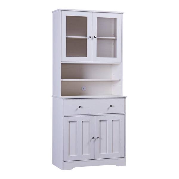 70.9'' Off-White Freestanding Pantry Tall Cabinet Storage Hutch