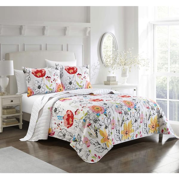 James Home Lillie 3 Piece Ultra Soft Fl Microfiber Quilt Set 8217 - 60’S Style Home Decor James Home Lillie 3 Piece Ultra Soft Fl Microfiber Quilt Set 8217 - 60’S Style Home Decor
