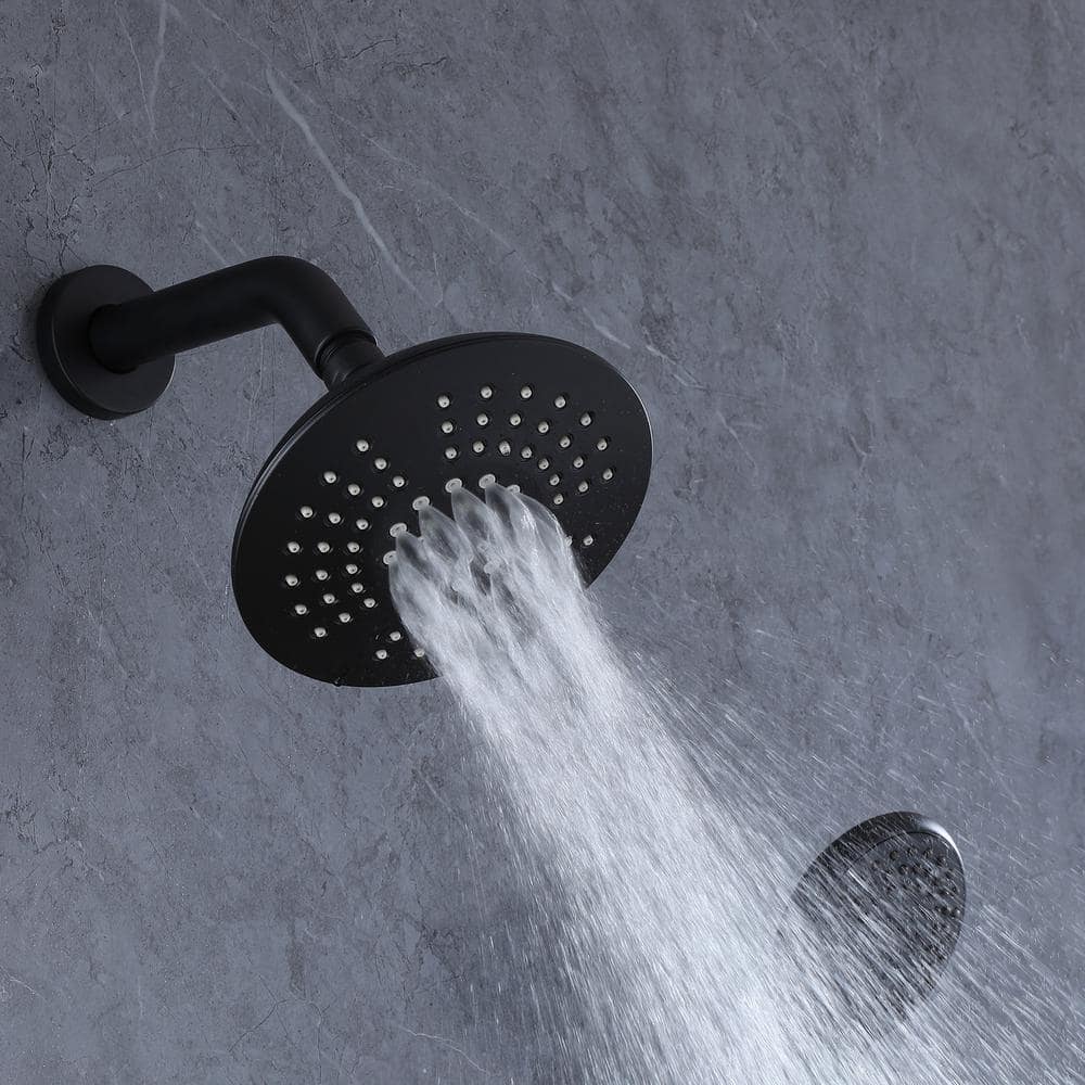 Matte Black Stainless Steel Rain Shower Faucet Set with Handle
