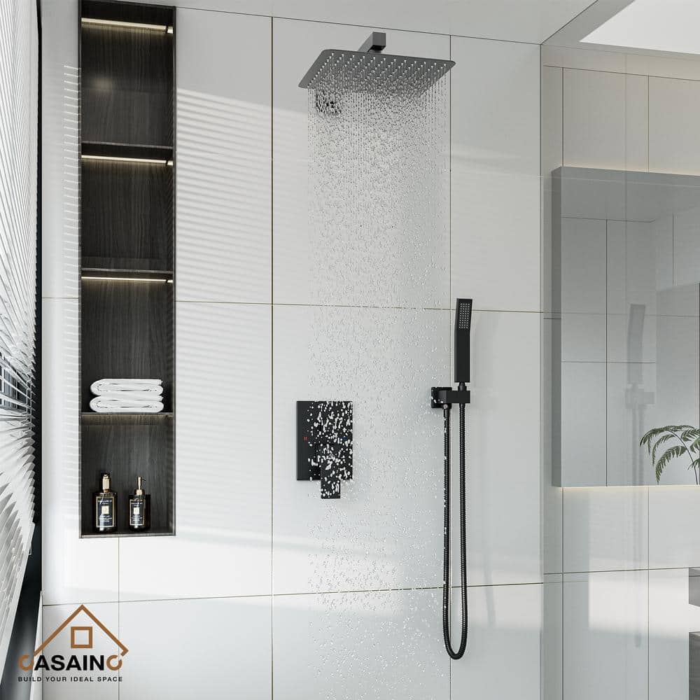Matte Black Dual Function Square Rain Shower System