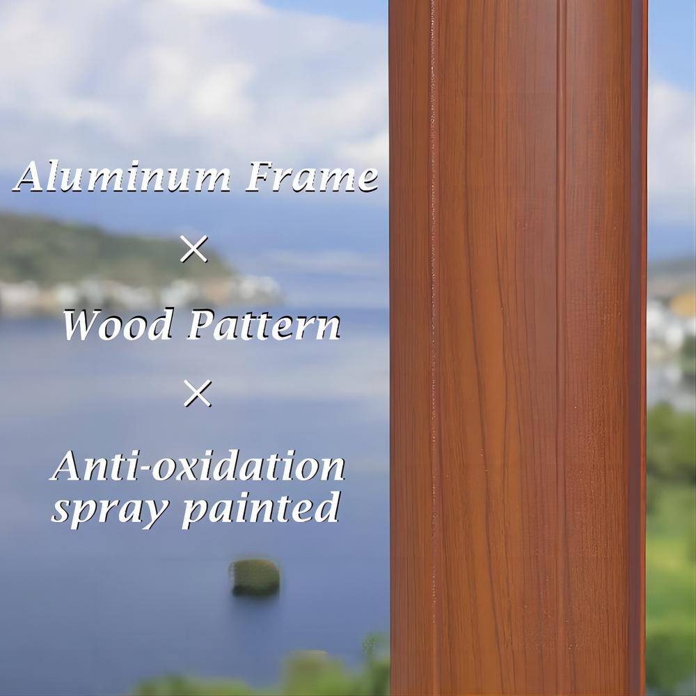 Navy Blue 11' Square Cantilever Patio Umbrella with Wood Grain Frame