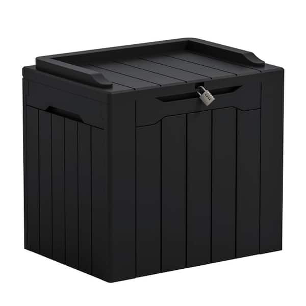 22 in. x 16.3 in. x 20.9 in. UV Stabilized Resin Polymer Outdoor Storage Deck Box with Lockable Lid Dark Black