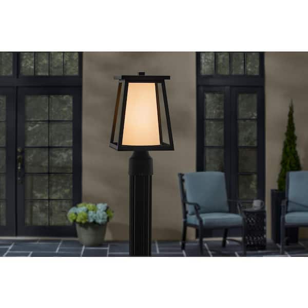 Cardston 1-Light Black Outdoor Lamp Post Light Fixture with White Opal Glass