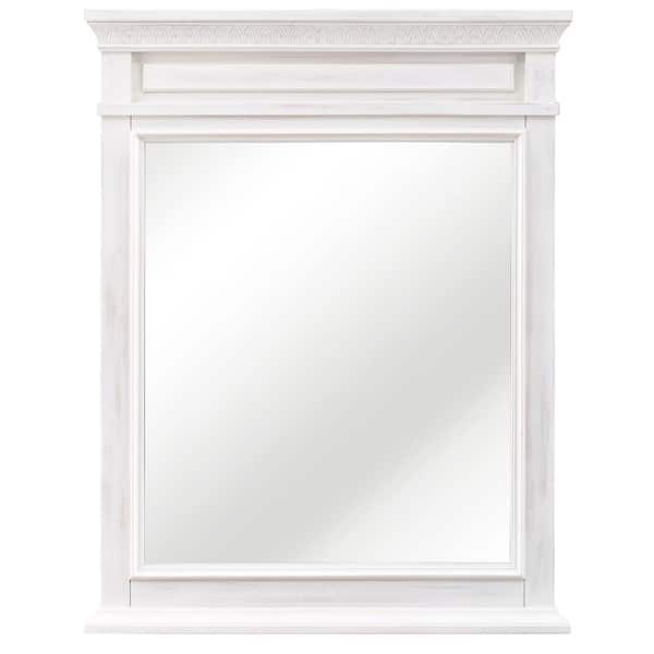 Home Decorators Collection 25 in. W x 32 in. H Framed Rectangular Bathroom Vanity Mirror in White Wash