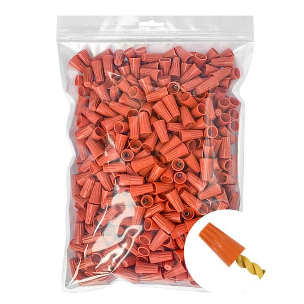 Ahfiwaso 500-Pieces AWG 18-16 Wire Caps Electrical Connectors, Cone-Shaped Insulating Insert Twist Nut w/Good Insulation, Orange