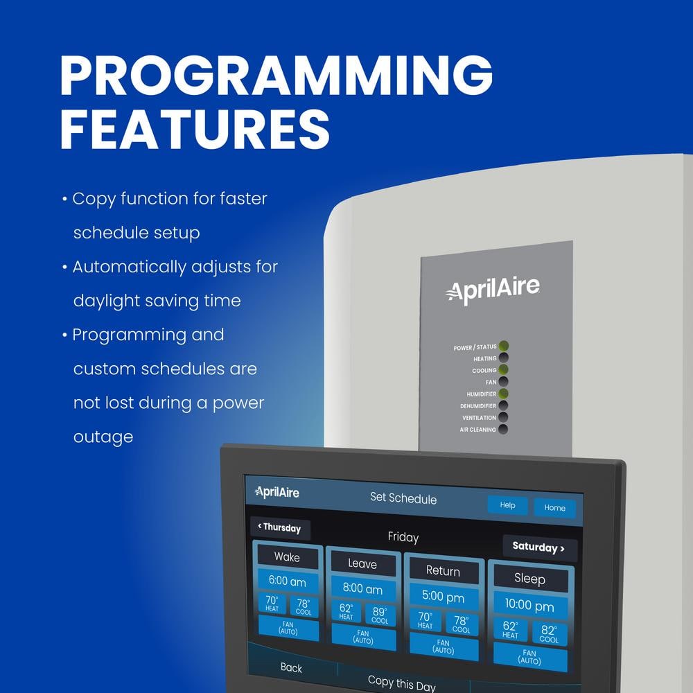 Black Rectangular Wi-Fi Programmable Touchscreen Thermostat