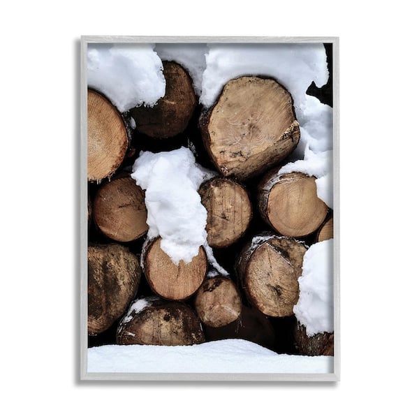 Stupell Industries Winter Snowy Logs by Incado 1-Piece Framed Graphic Print Nature Poster Art Print 14 in. x 11 in.