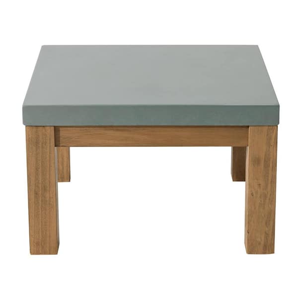 Zeus & Ruta 26 in. Walnut Square Outdoor Coffee Table with Pine Wood Legs for Patio, Garden